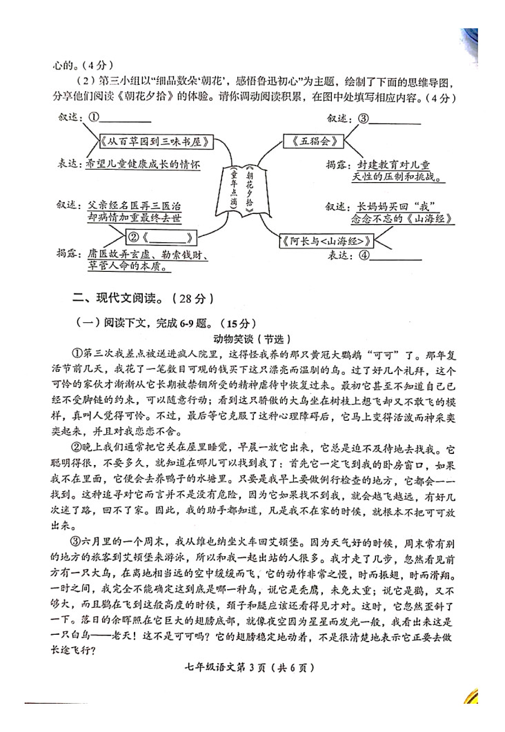 2019-202河南洛阳七年级语文上册期末试题无答案