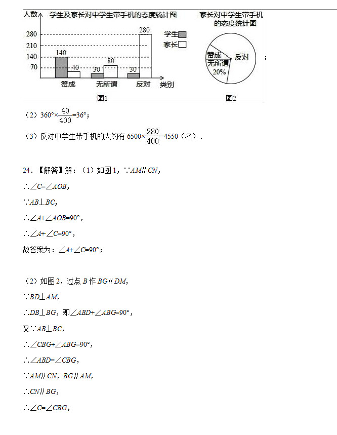 人教版2018-2019初一年级数学下册期末试题含答案