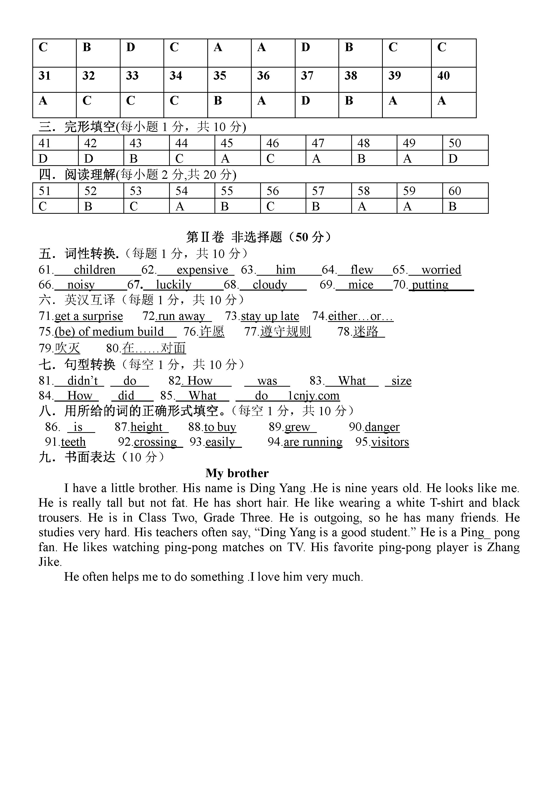 人教版2018-2019七年级英语下册期末试题含答案（第2套）