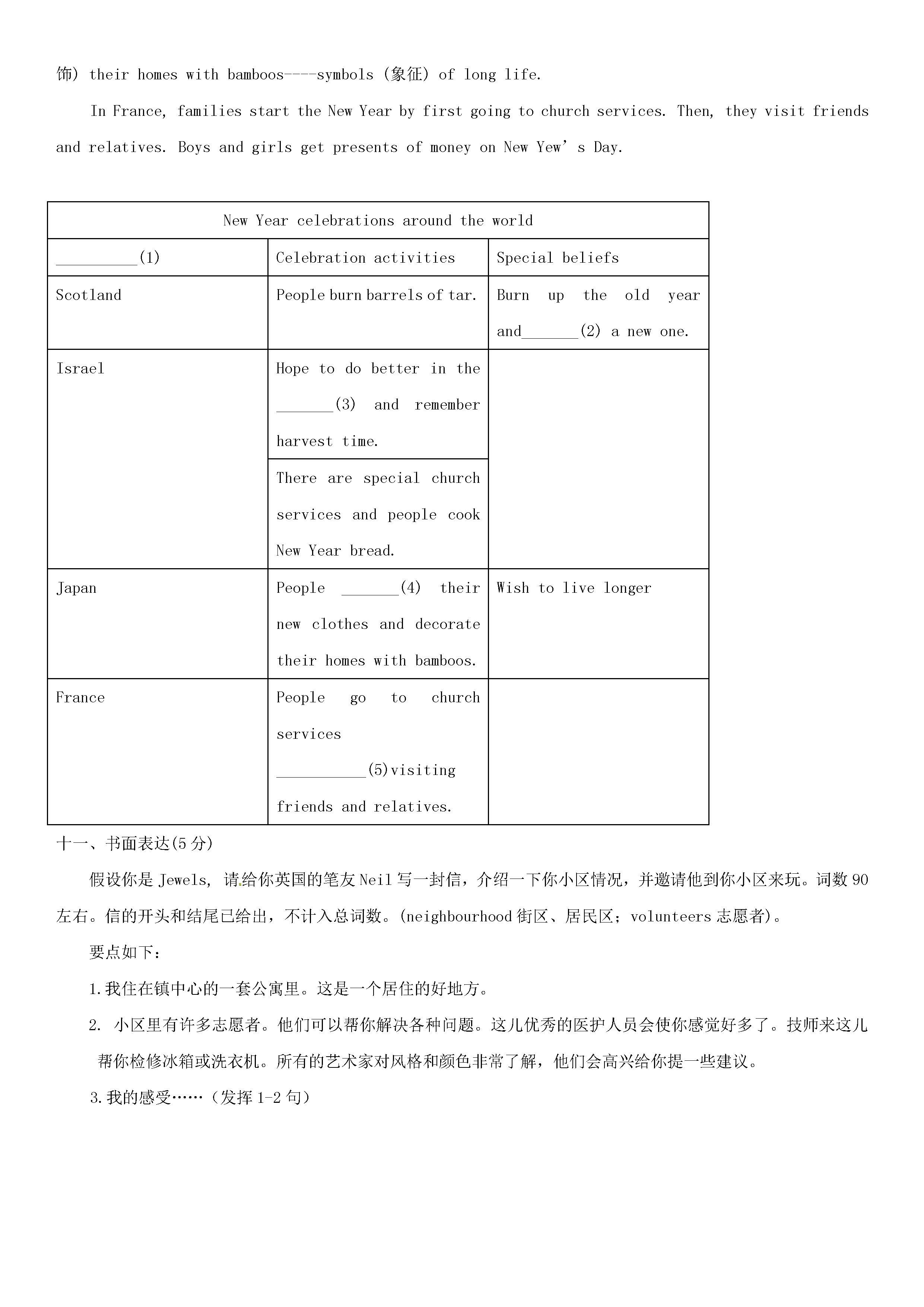 江苏省无锡锡北片2018-2019七年级英语下册期中测试题附答案