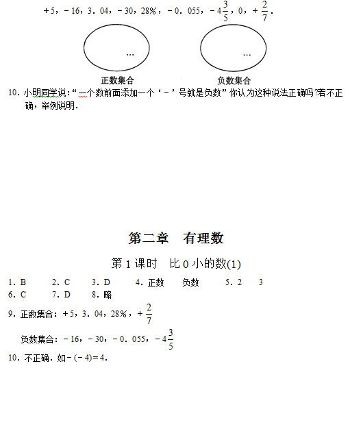 七年级数学：有理数之比0小的数(1)