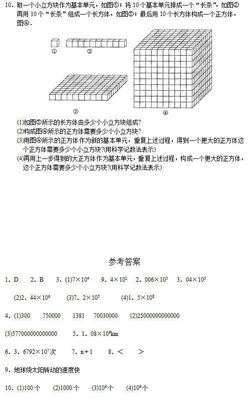 七年级数学单元测试系列：有理数的乘方(2)