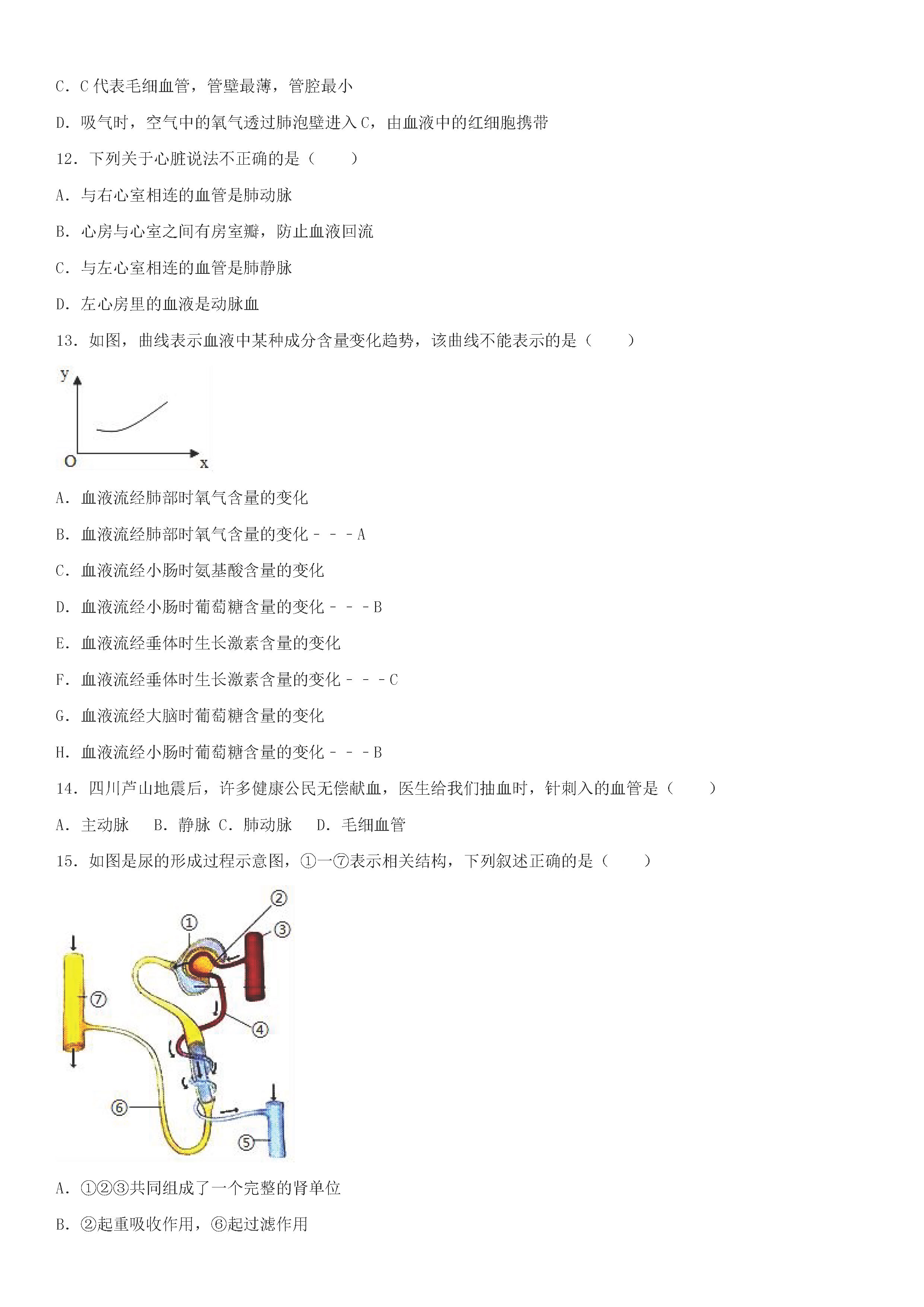 河南省周口市2018-2019七年级生物下册期末试题附答案