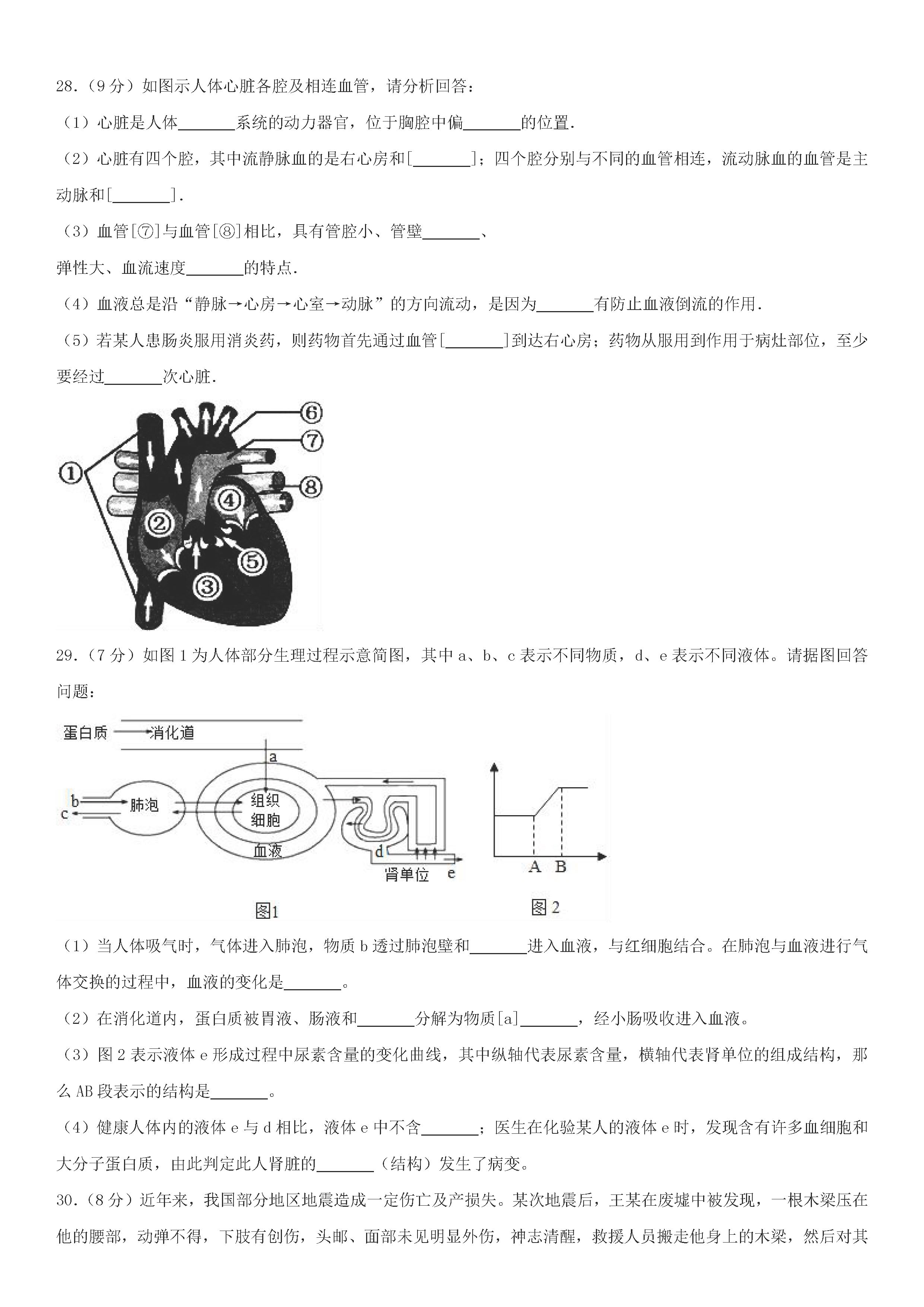 河南省周口市2018-2019七年级生物下册期末试题附答案