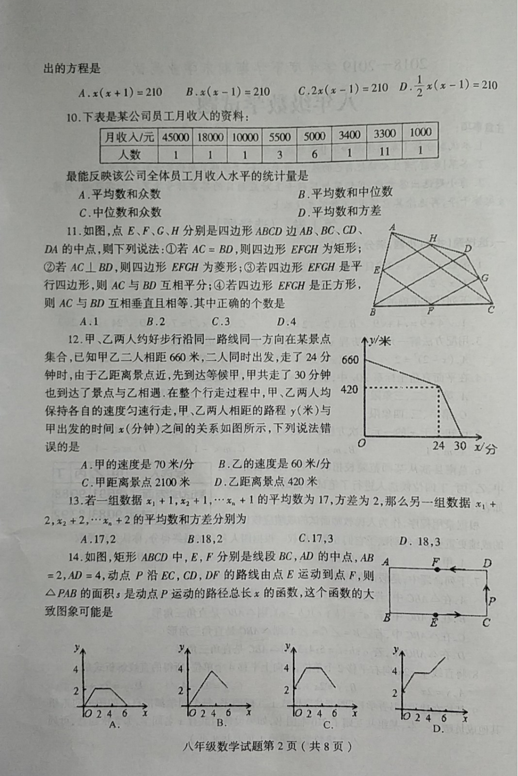 山东省临沂市2018-2019八年级数学下册期末试题附答案