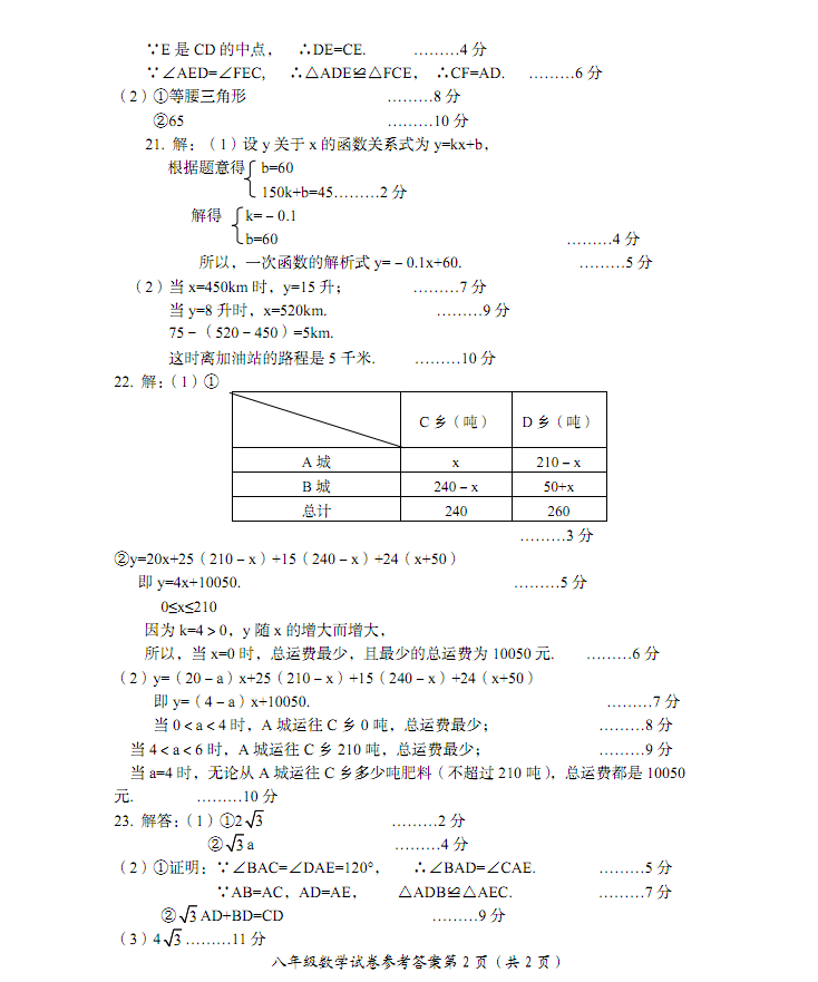 河南洛阳市2018-2019八年级数学下册期末测试题含答案