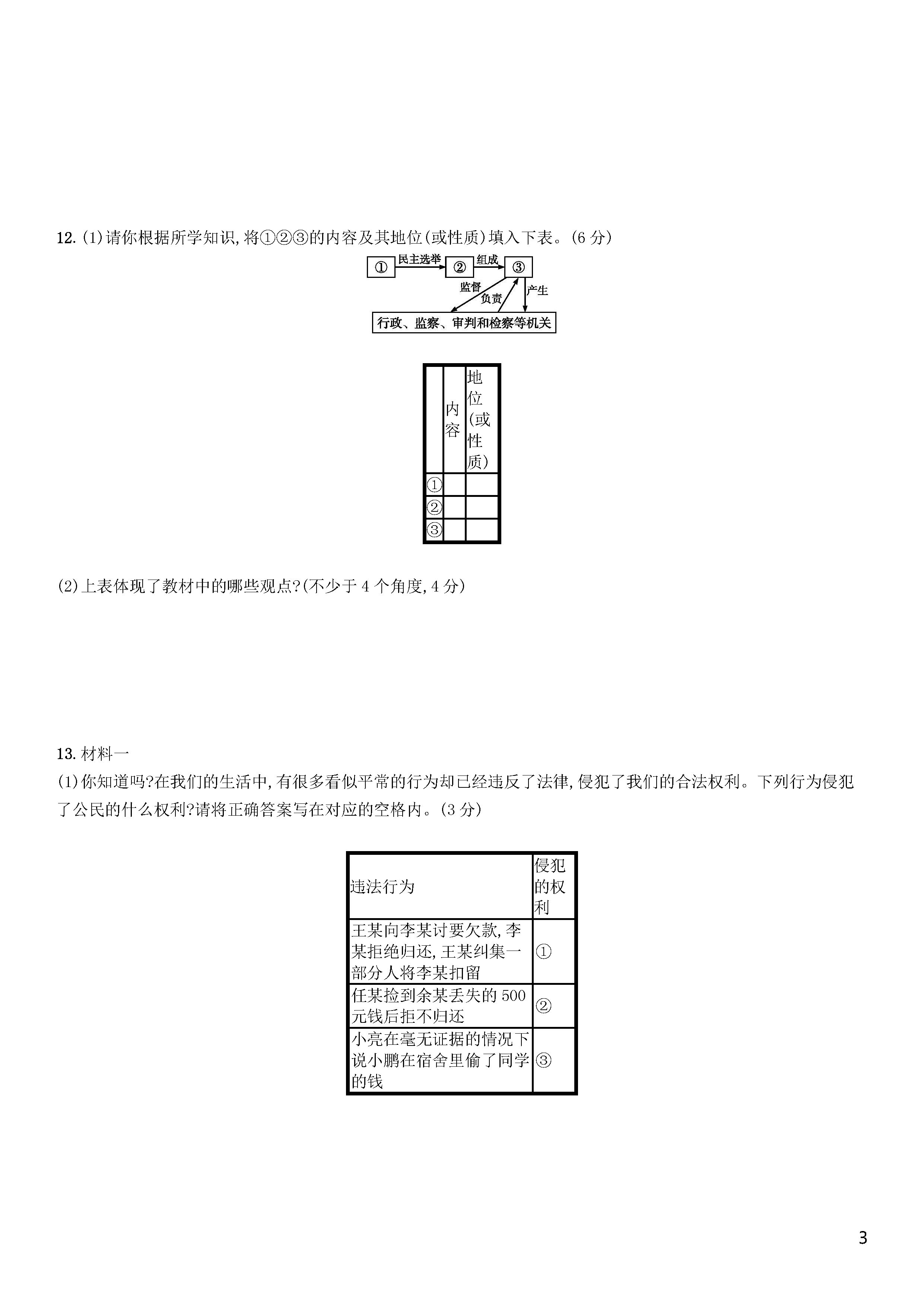 部编人教版2018-2019八年级下册政治期末测试题含答案