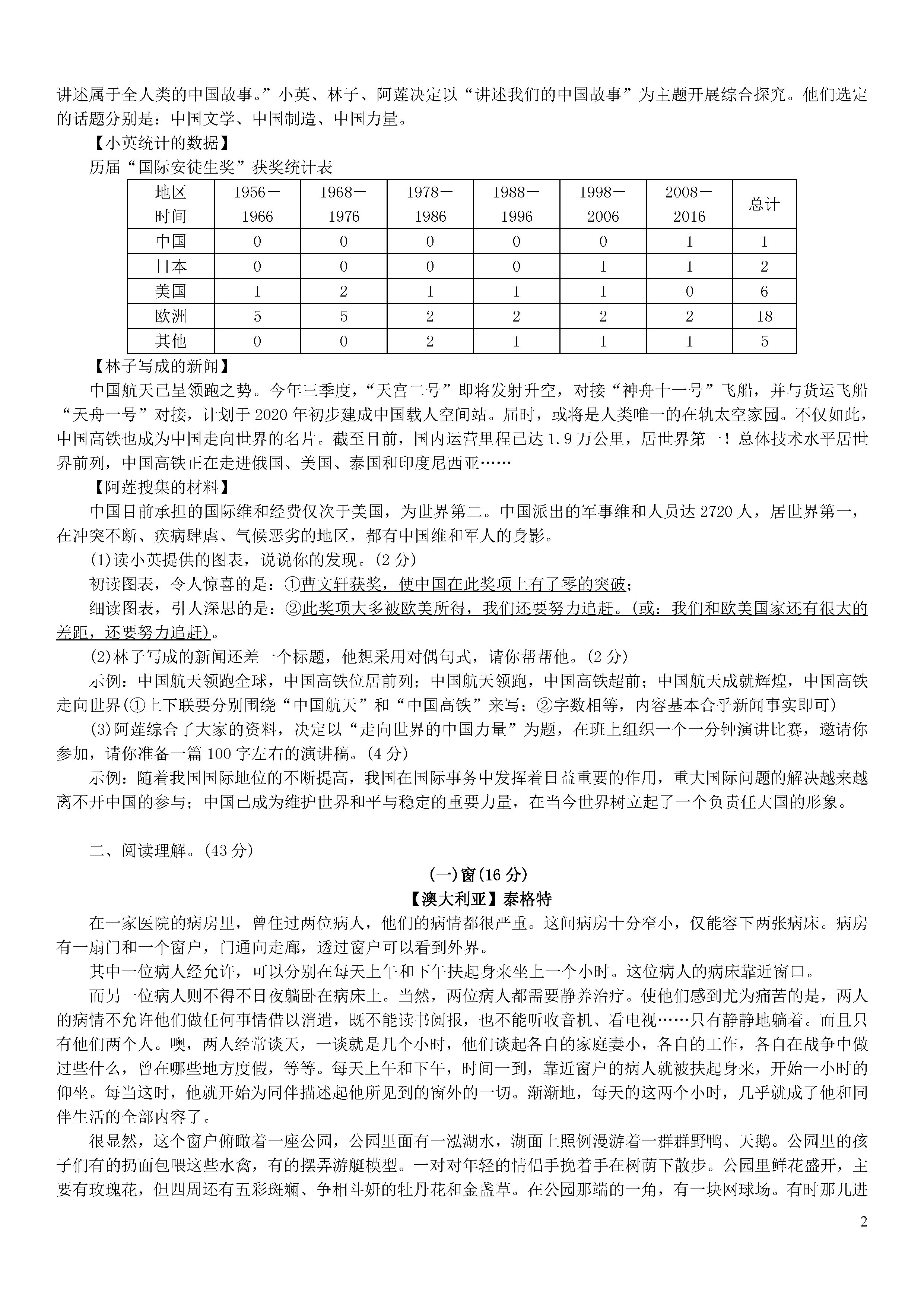 2018-2019八年级语文上册期中测试题无答案（语文版）