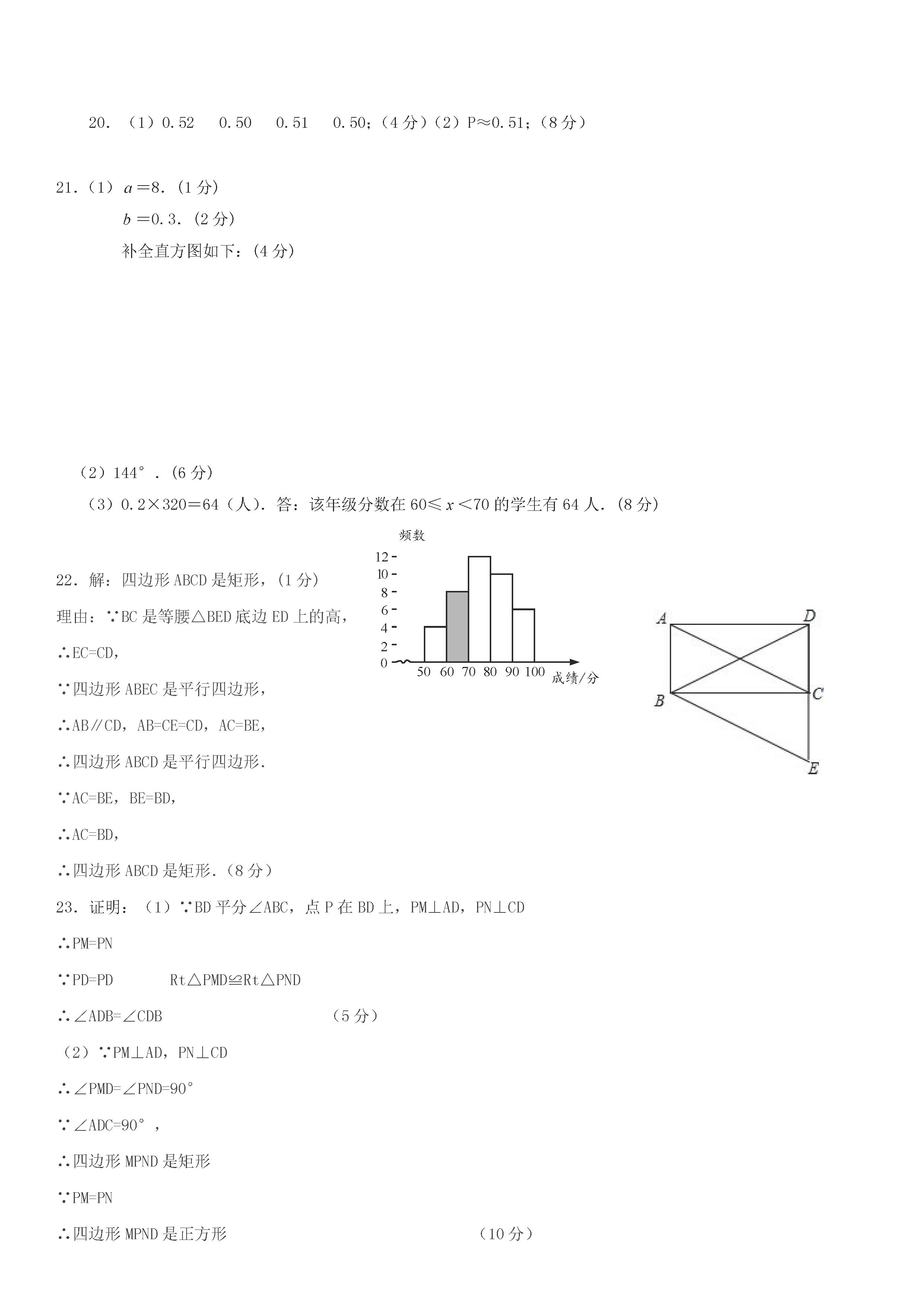 江苏扬州市江都区2018-2019八年级数学下册月考测试题及答案