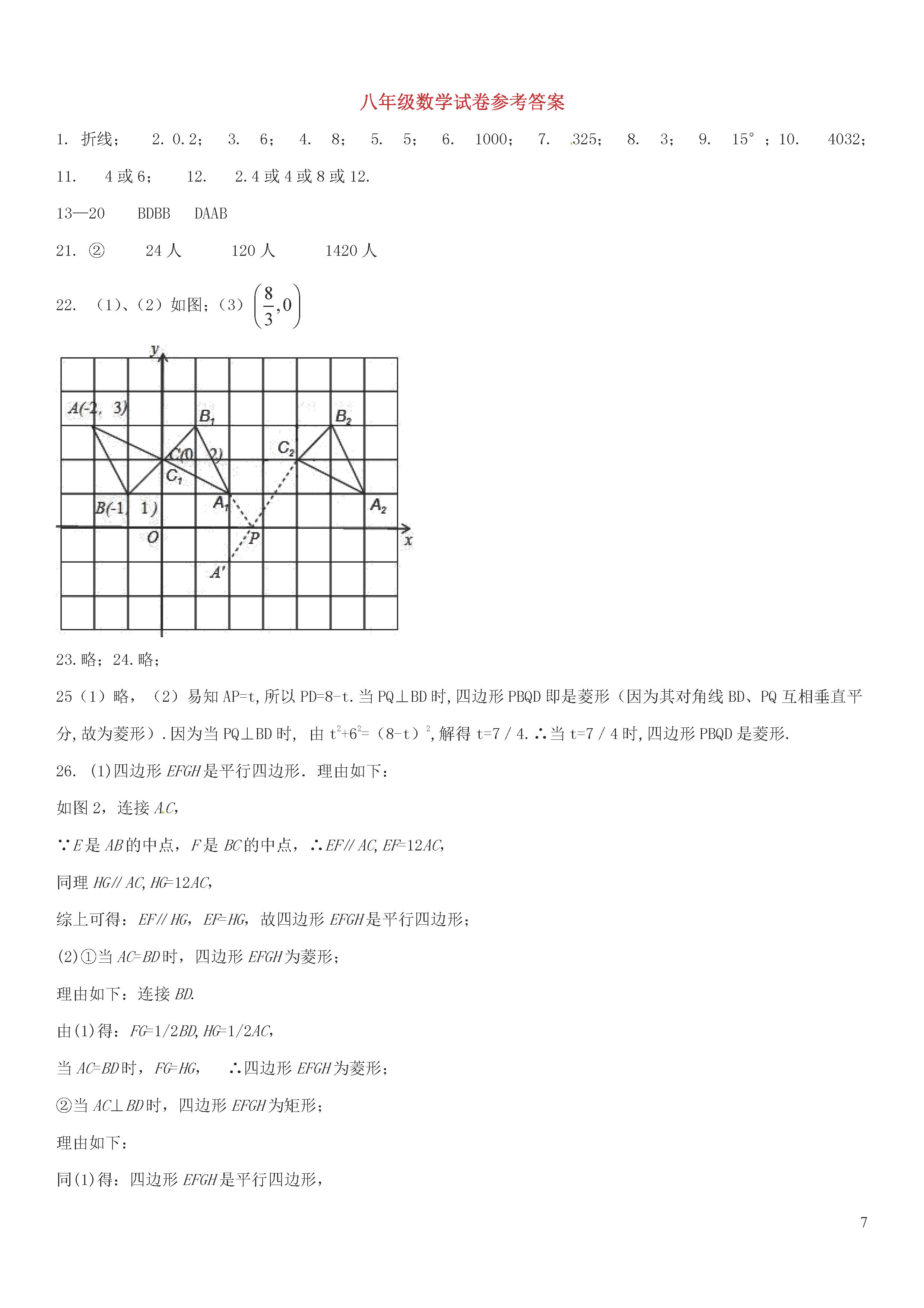 江苏句容市华阳片2018-2019八年级数学下册月考试题及答案