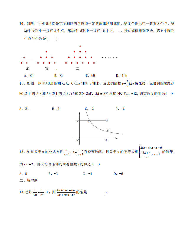 重庆市万州中学2018-2019八年级数学下册月考试题无答案