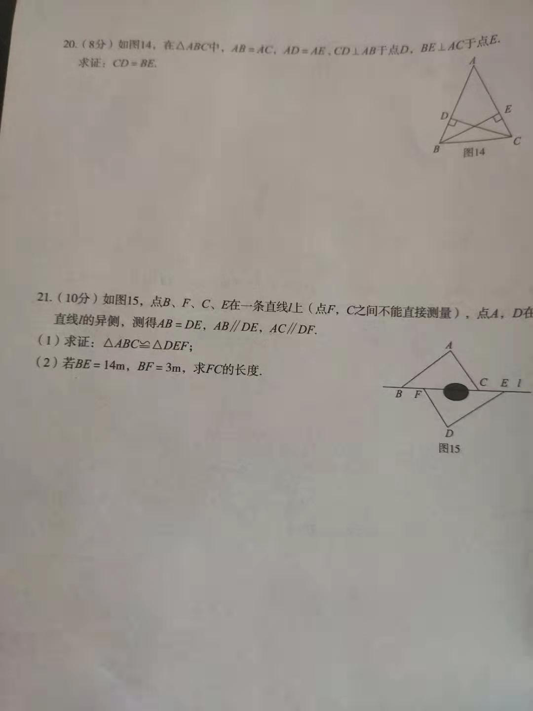 河南省2019-2020初二年级数学上册期中测试卷无答案（图片版）