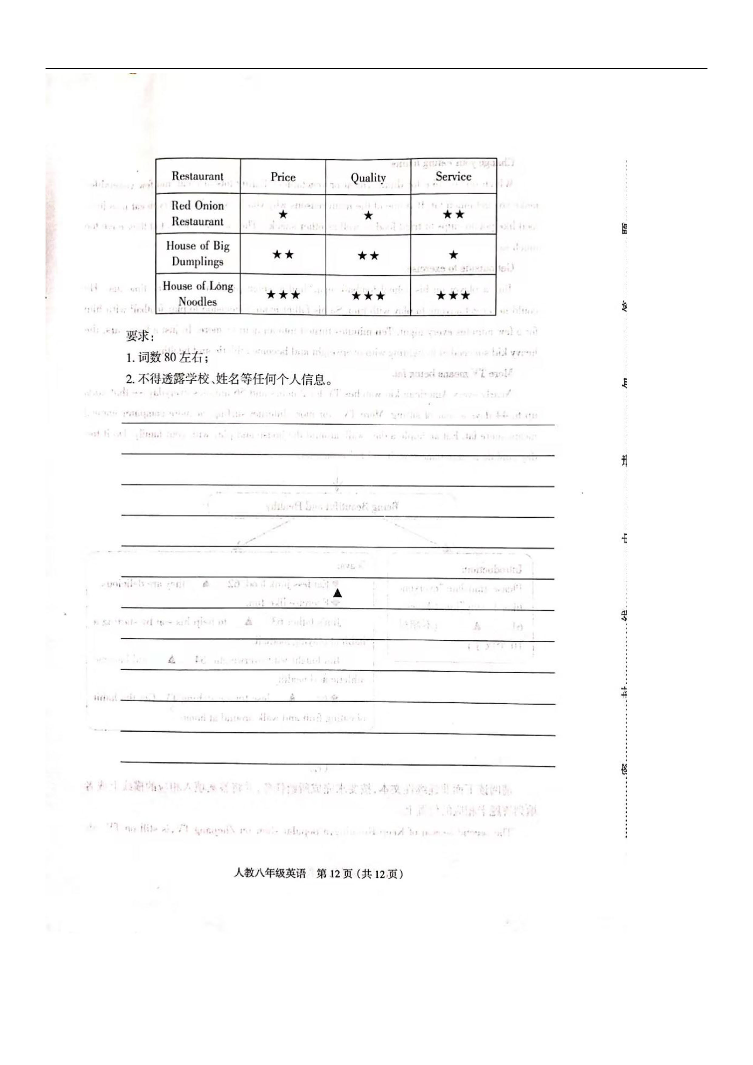 2019-2020山西省忻州市八年级英语上册期中试题无答案