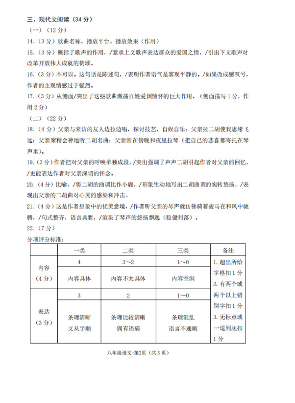 2019-2020大连沙河口区八年级语文上册期中联盟试题含答案