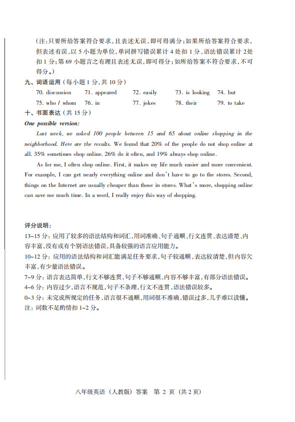 2019-2020山西省太原市八年级英语上册期中试题含答案