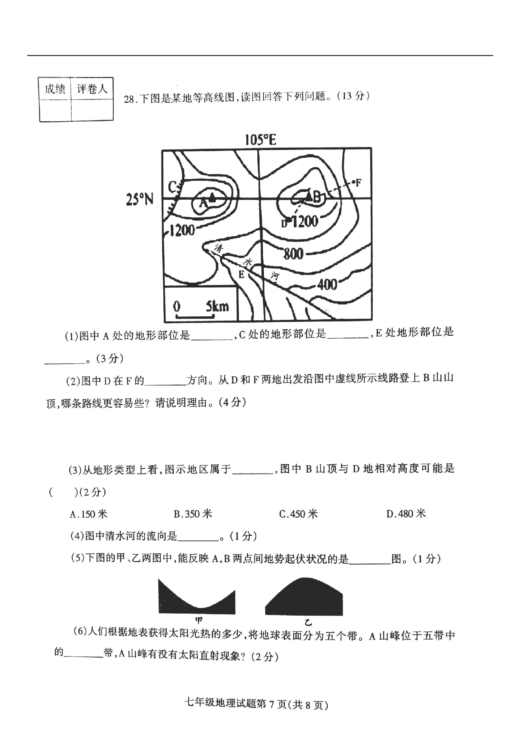 2019-2020山东省临沂市七年级地理上册期中试题无答案