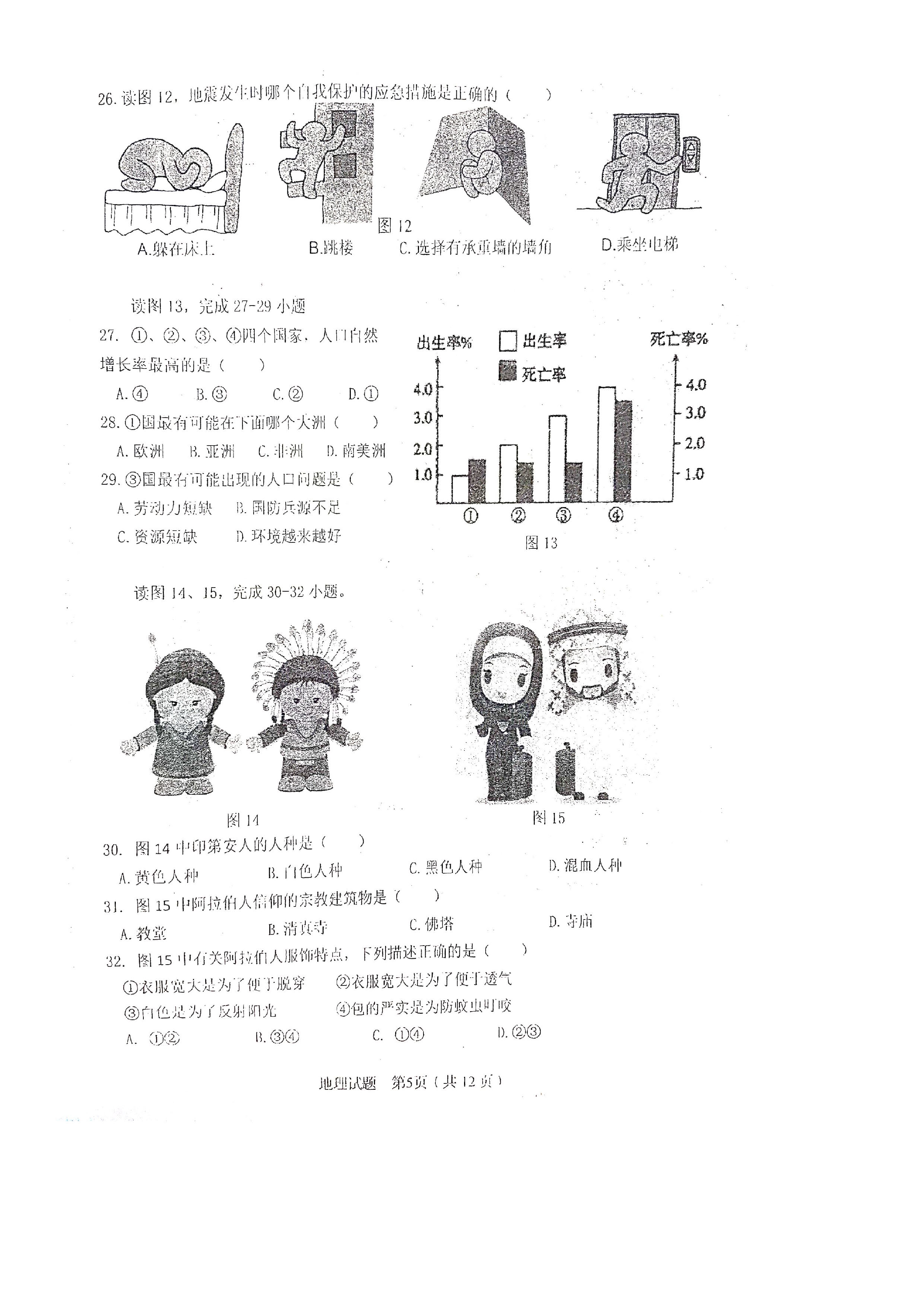 2019-2020山东青岛大学附中七年级地理上册期中试题无答案