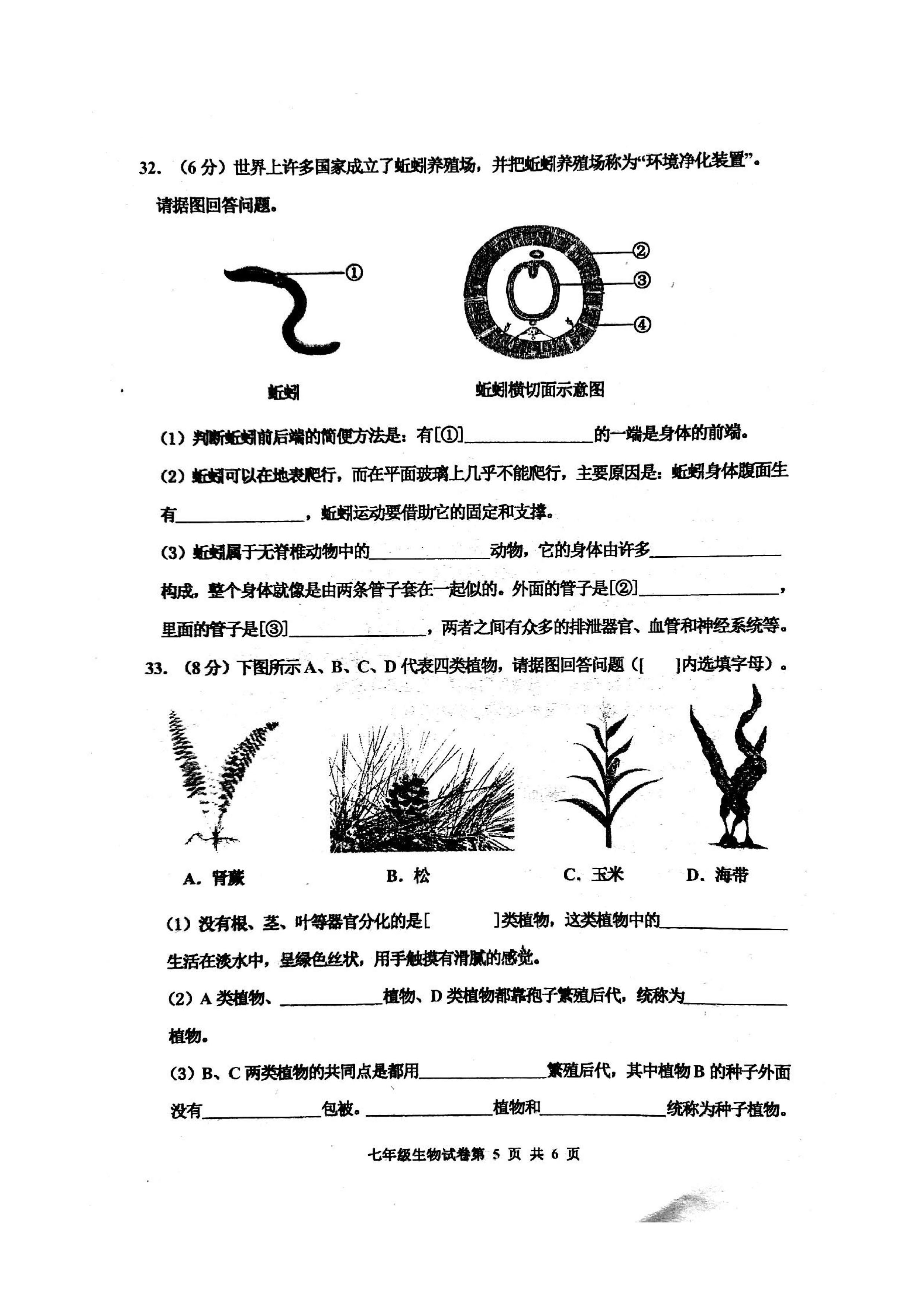 2019-2020河北省唐山市七年级生物上册期末试题含答案