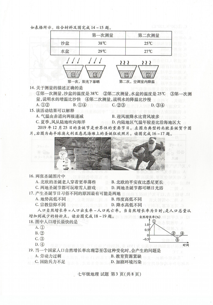 2019-2020临沂市兰山区七年级地理上册期末试题含答案