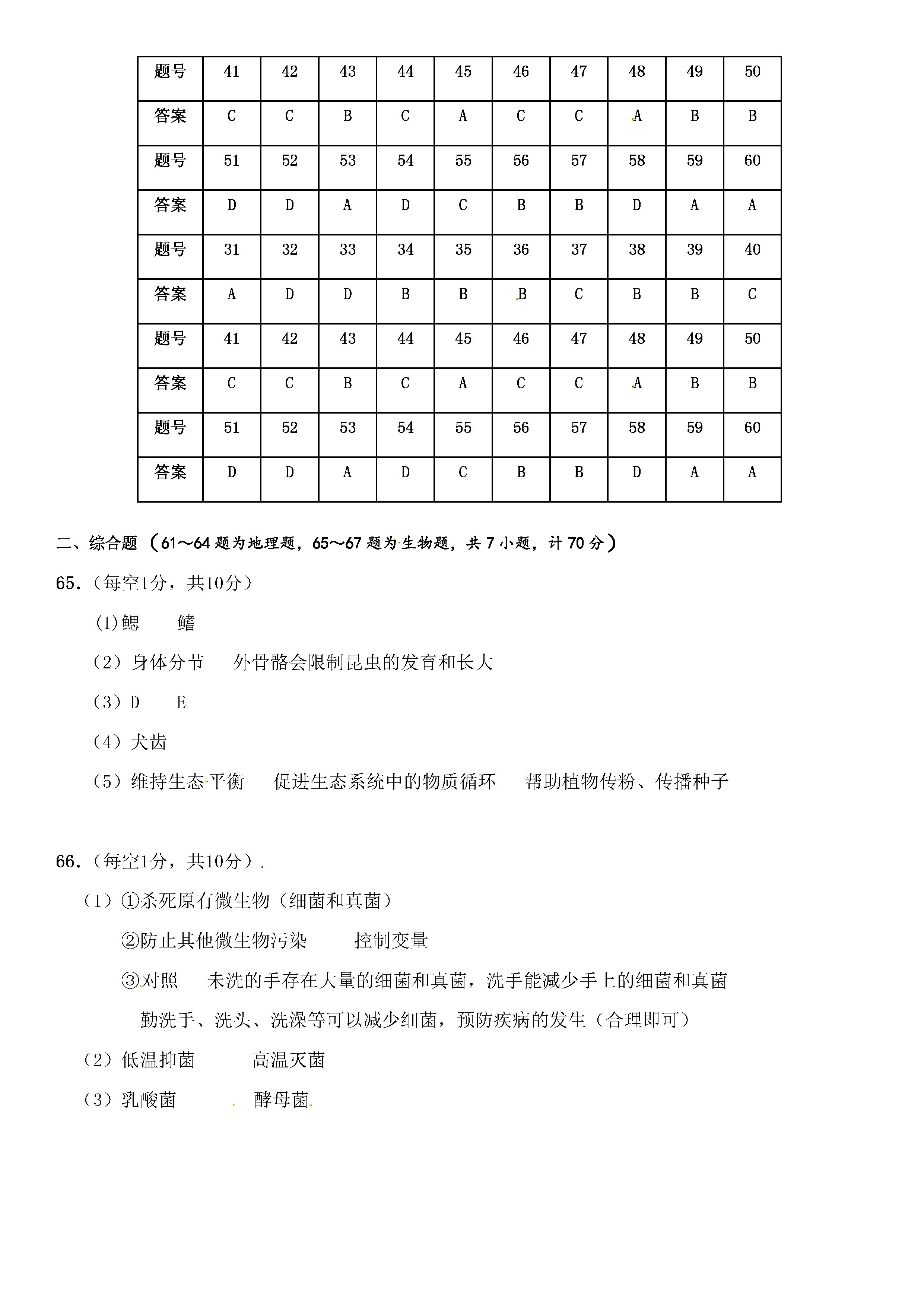 2019-2020湖北五峰土家族自治县初二生物上册期末试题含答案