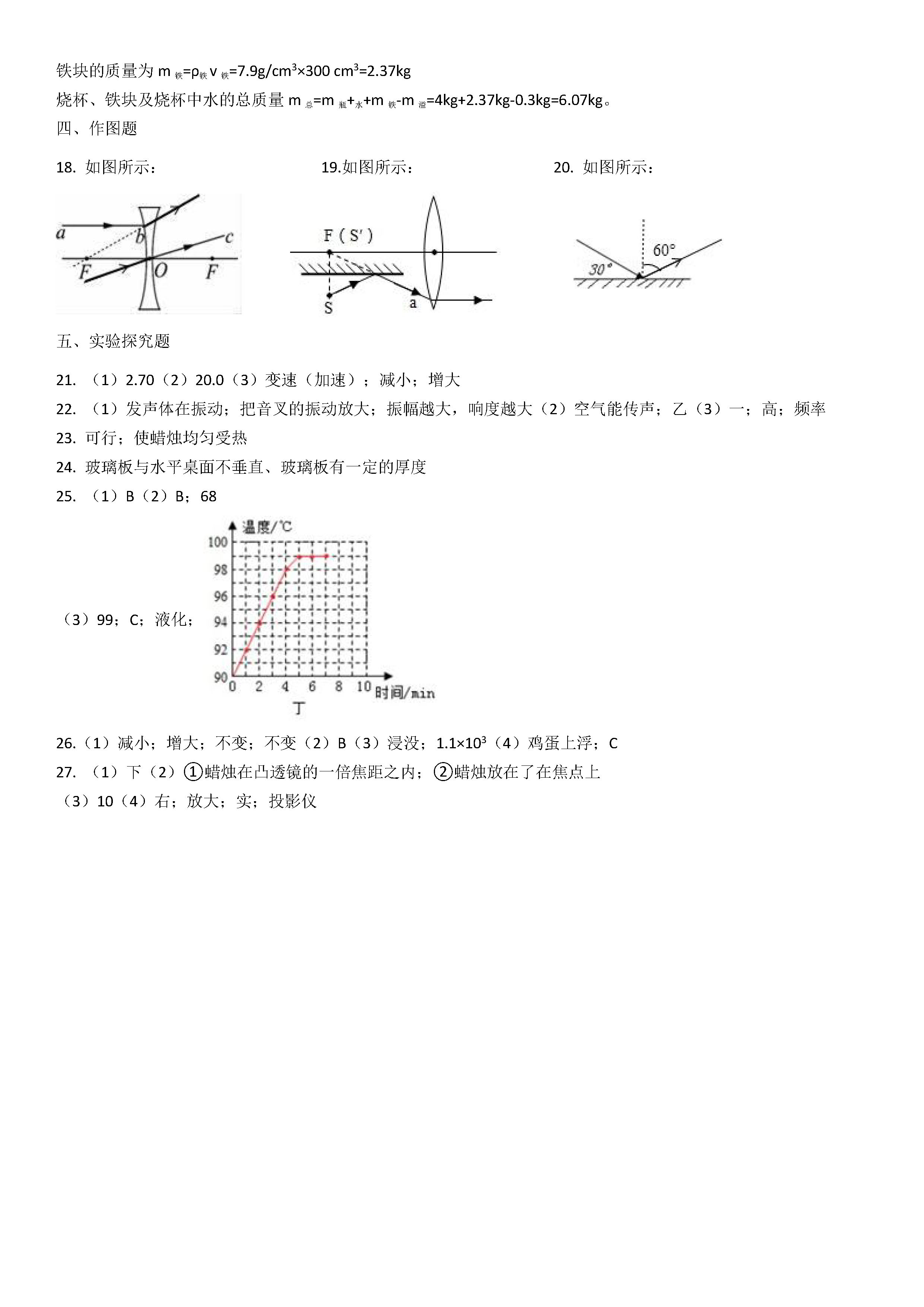 2019-2020吉林朝阳区初二物理上册期末试题含答案