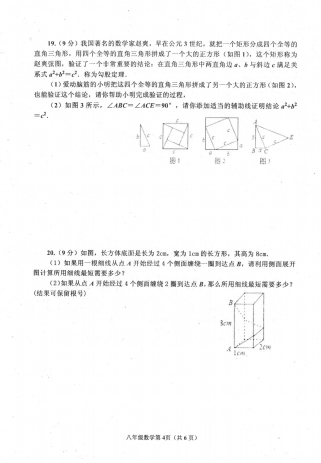 2019-2020河南南阳初二数学上期末试题无答案