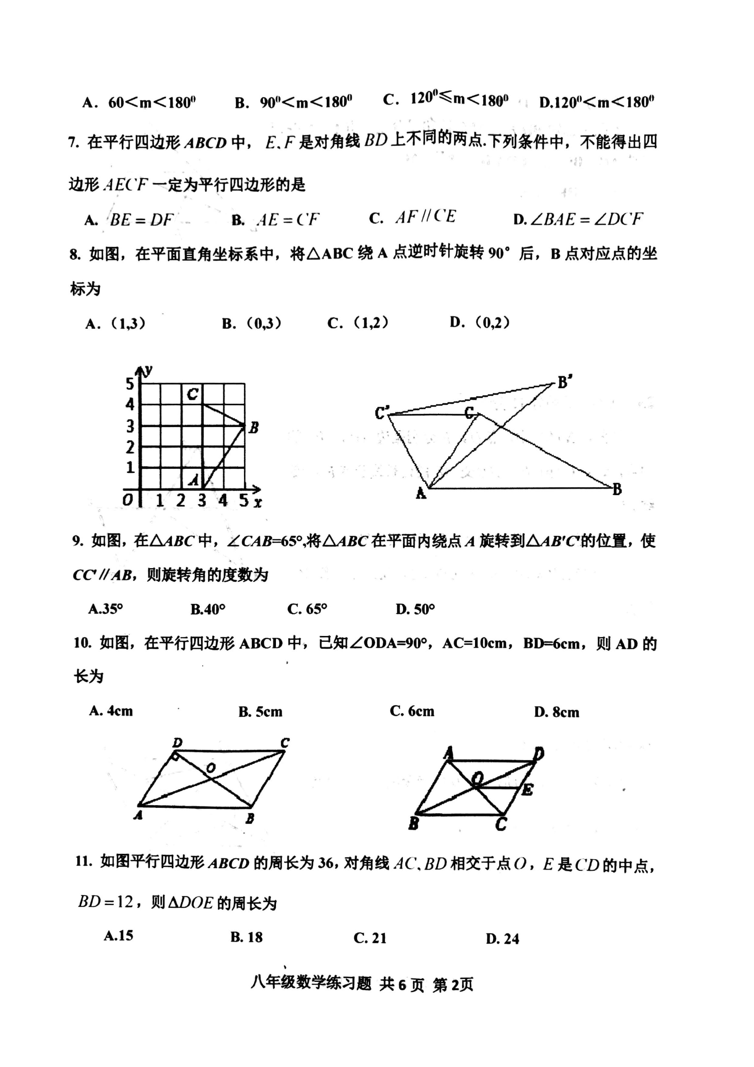 2019-2020山东泰安初二数学上期末试题无答案