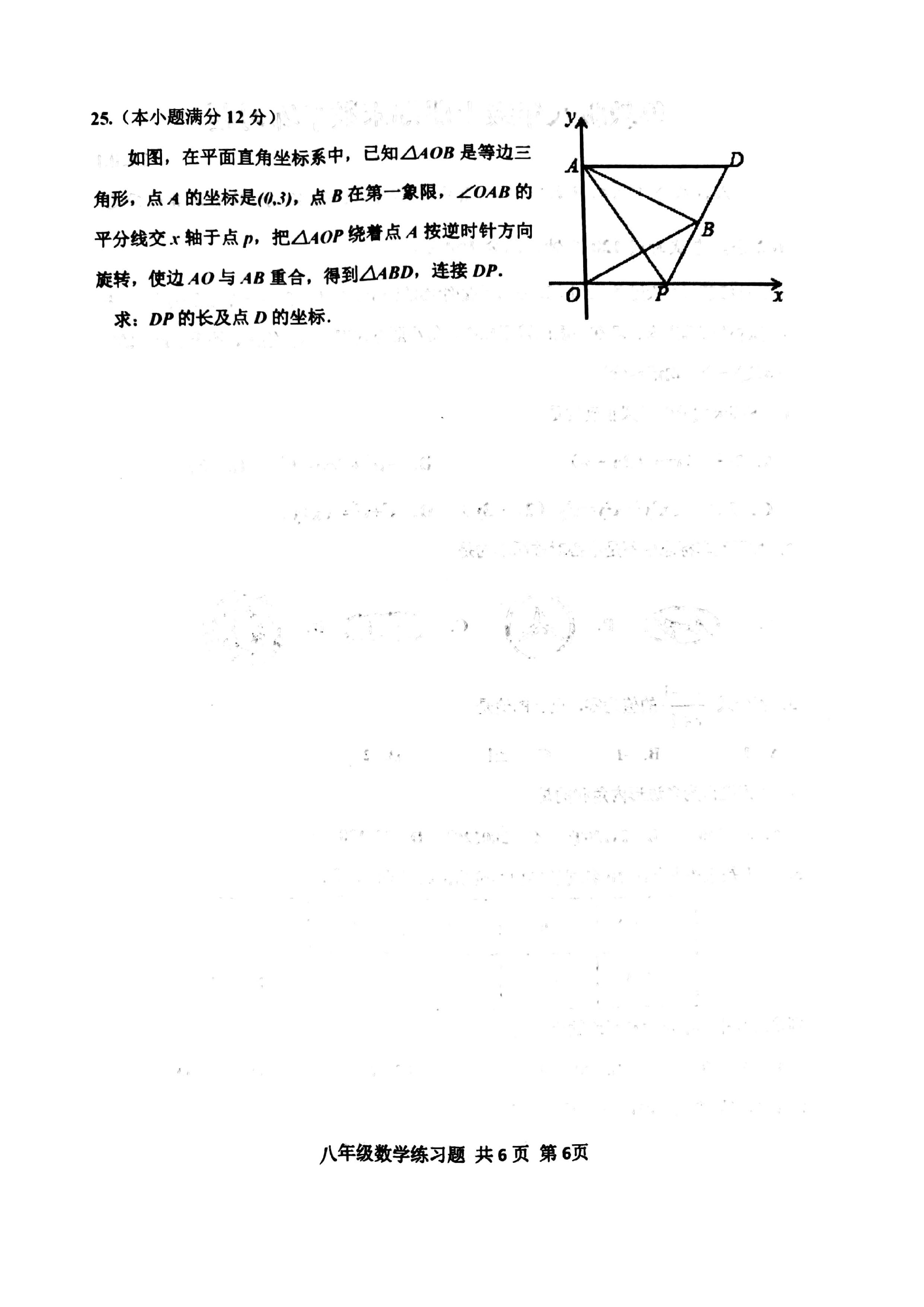 2019-2020山东泰安初二数学上期末试题无答案