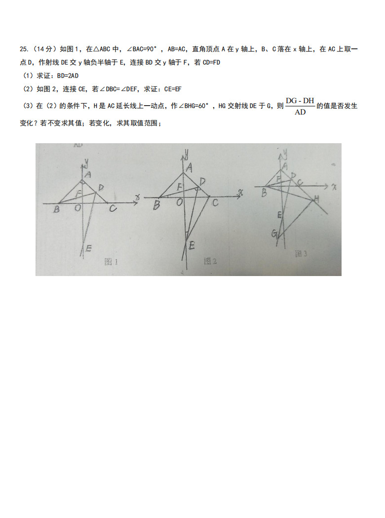 2019-2020福建福州初二数学上册期末试题含答案