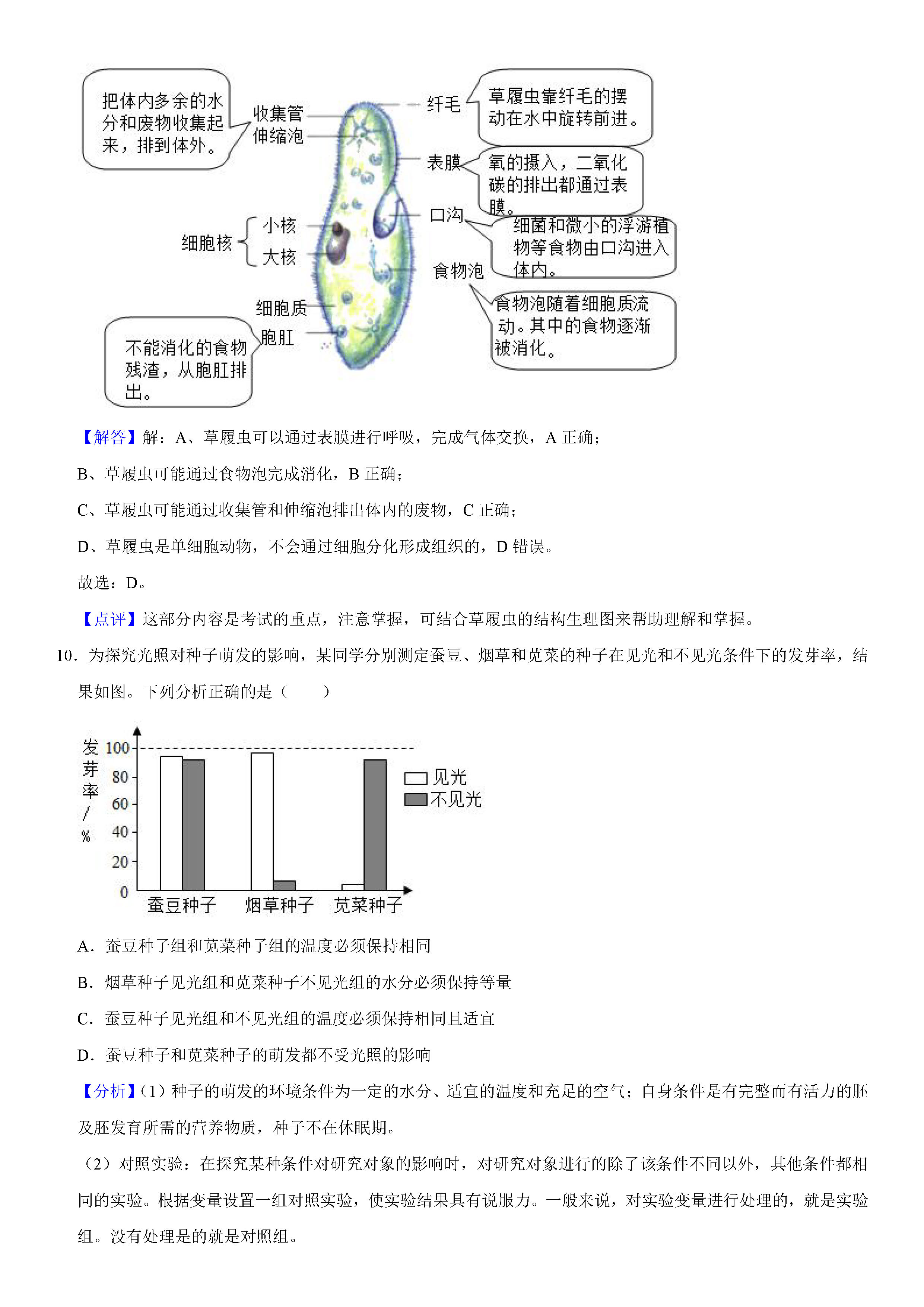 2019-2020山西临汾初一生物上期末试题（解析版）