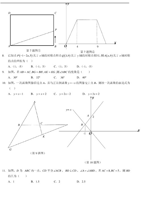 2011-2012学年度人大附西山分校初二上学期数学期中试卷 