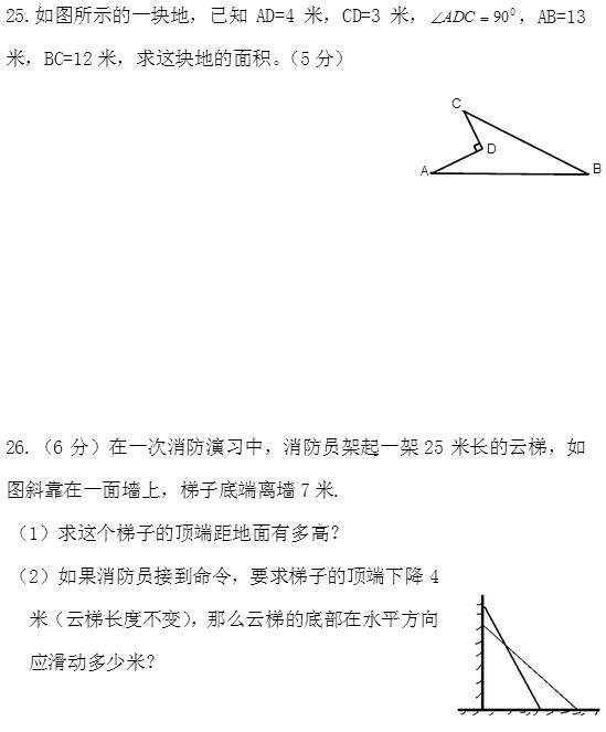 八年级上10月第一次月考数学试题（新北师大版）