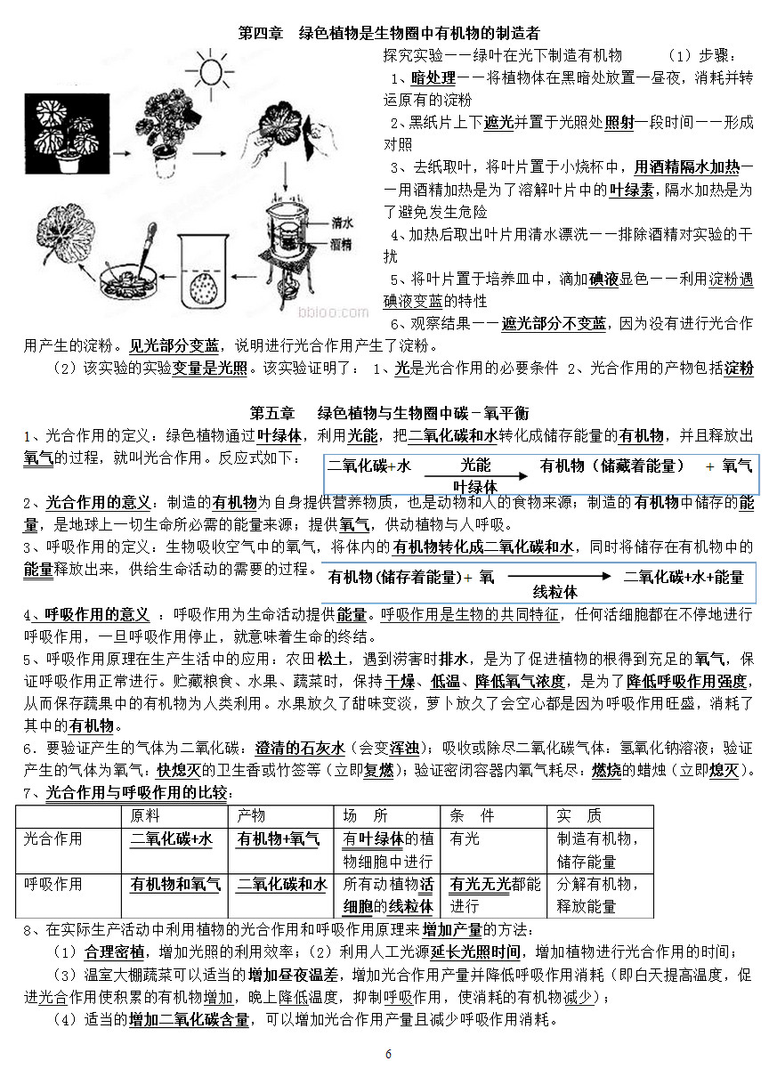 七年级生物上册知识点整理：第三单元 生物圈中的绿色植物（人教版）