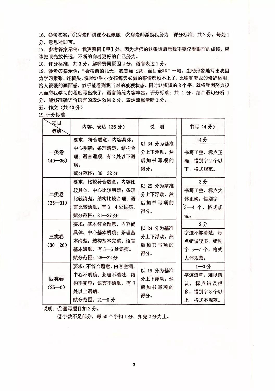 2018丰台初二语文期末试题及答案（图片版）