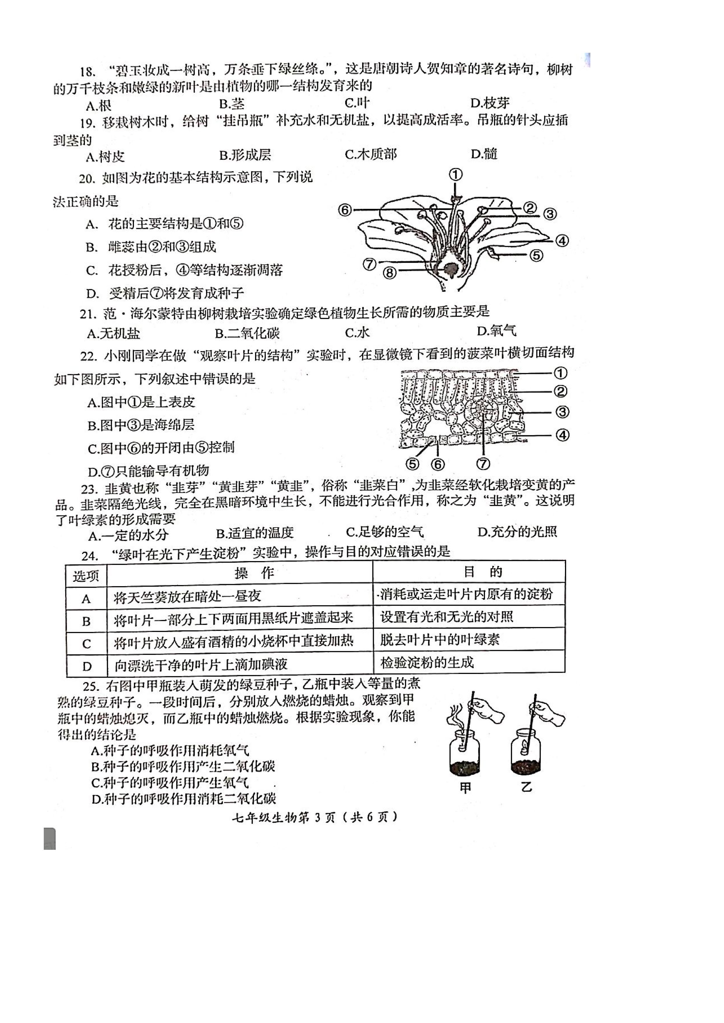 2019-2020山西兴县实验中学初二生物上册期末试题无答案